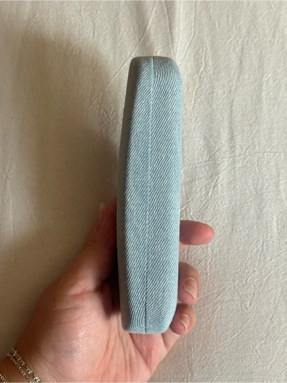 Guess Light Blue Denim Eyewear Case with Red Logo